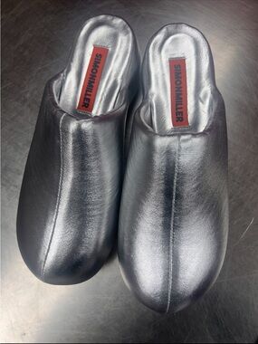 Simon Miller Silver Metallic Leather Mules